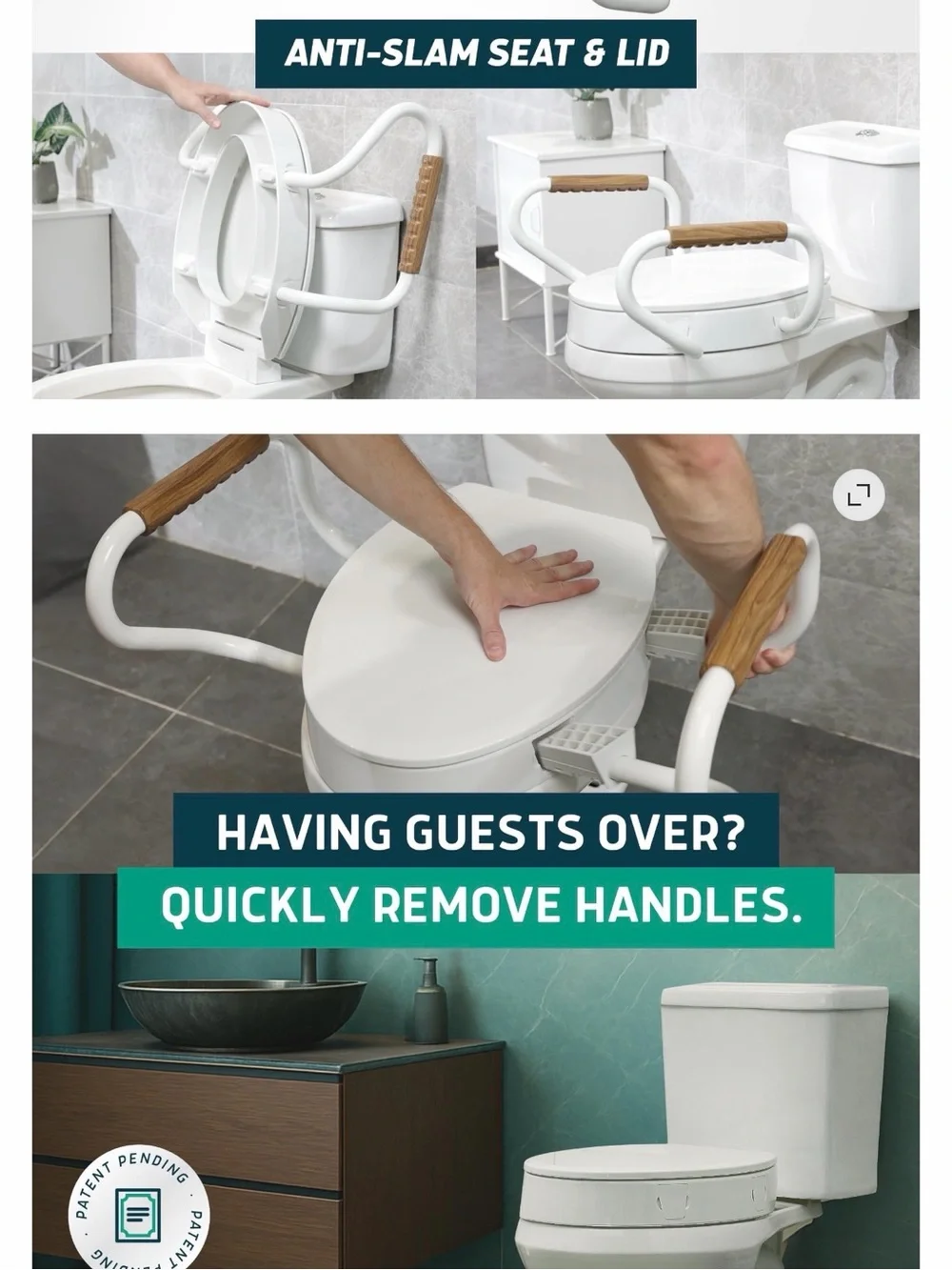 NEW Raised Toilet Seat with Handles Elongated
